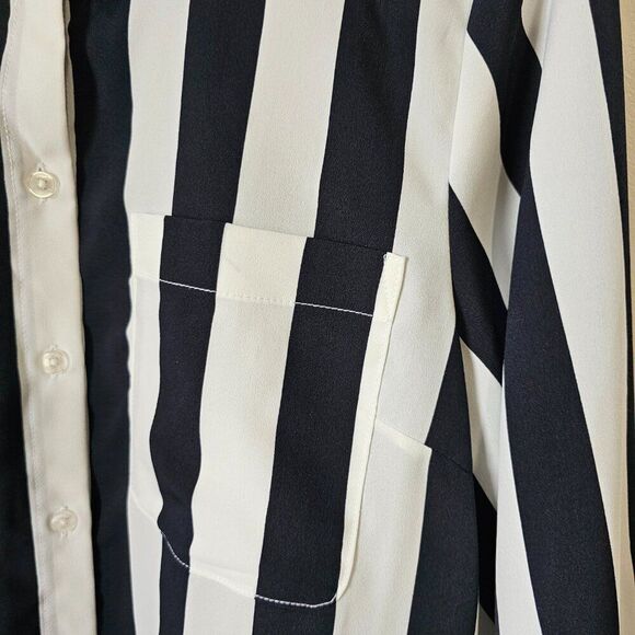 NEW WITHOUT TAGS TOMMY HILFIGER BLACK WHITE STRIPED BUTTON DOWN SHIRT XL - Picture 5 of 16